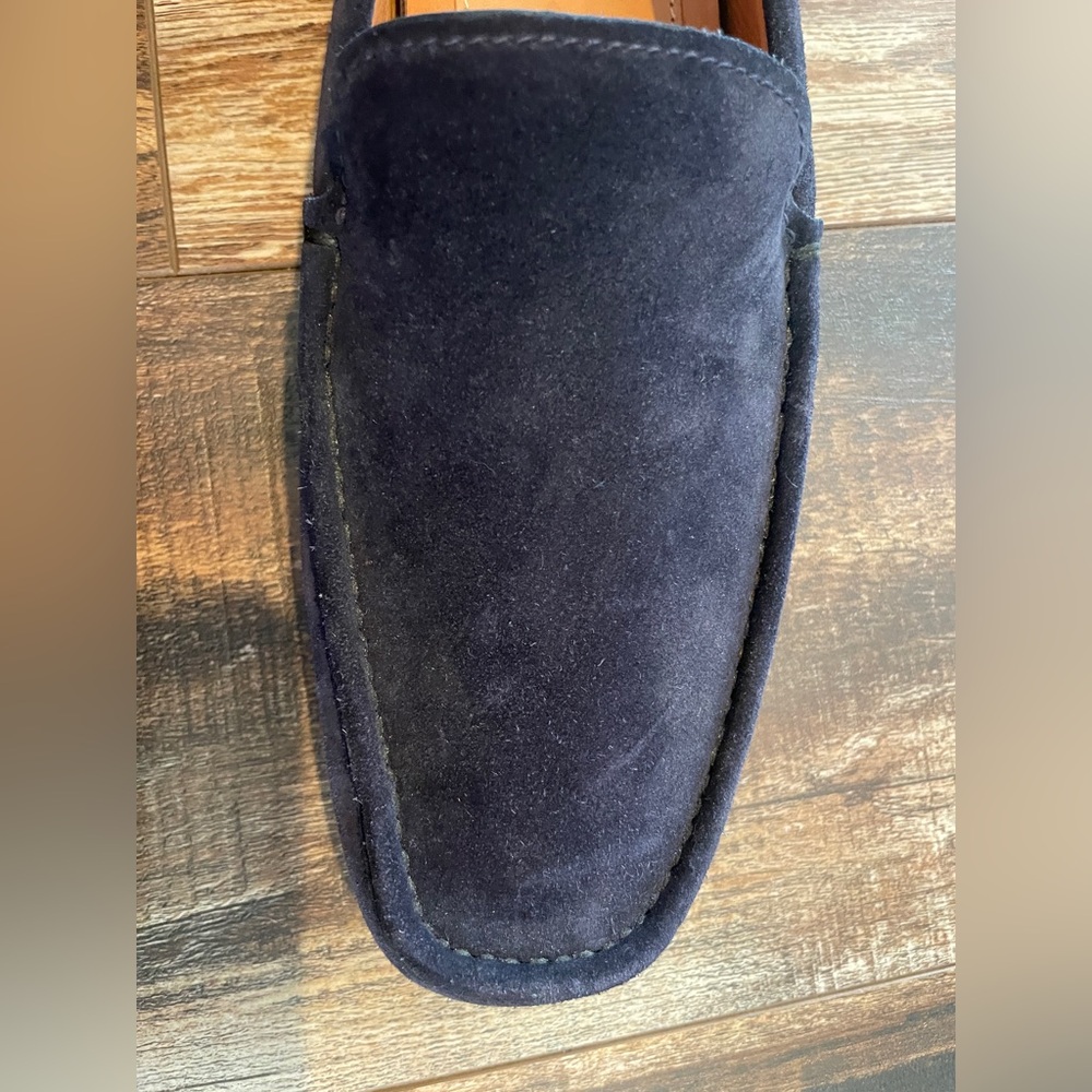 Prada Men's Navy Blue Suede Leather Loafers - size 11 - Picture 8 of 13